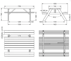 Wooden PICNIC Table Dimensions