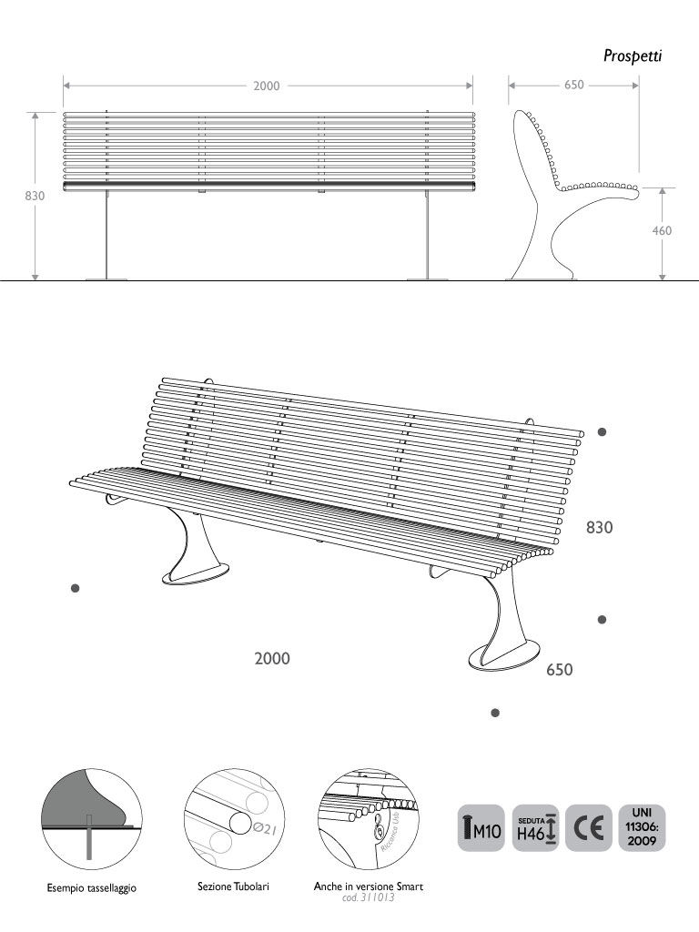 Misure Panchina Shark