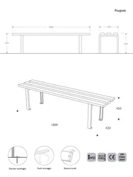 Panchina Valencia senza schienale misure