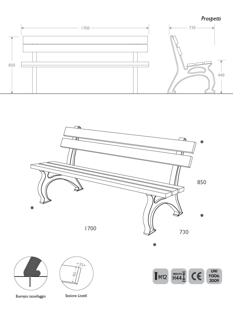 Misure Panchina Firenze