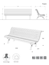 panchina classica legno ghisa napoli dettagli tecnici misure