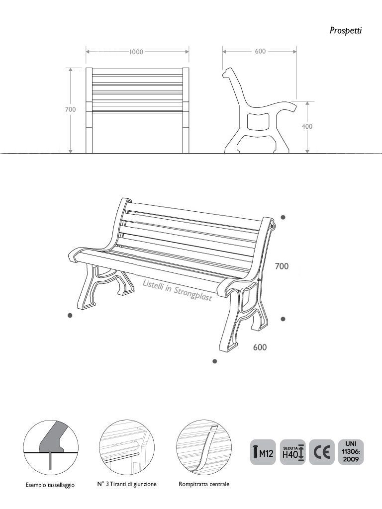 panchina classica strongplast eco misure covid free
