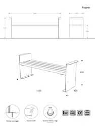 panchina moderna acciaio legno future misure