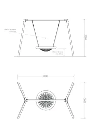 pianta prospetto altalena cesto inclusivo strongplast trave acciaio