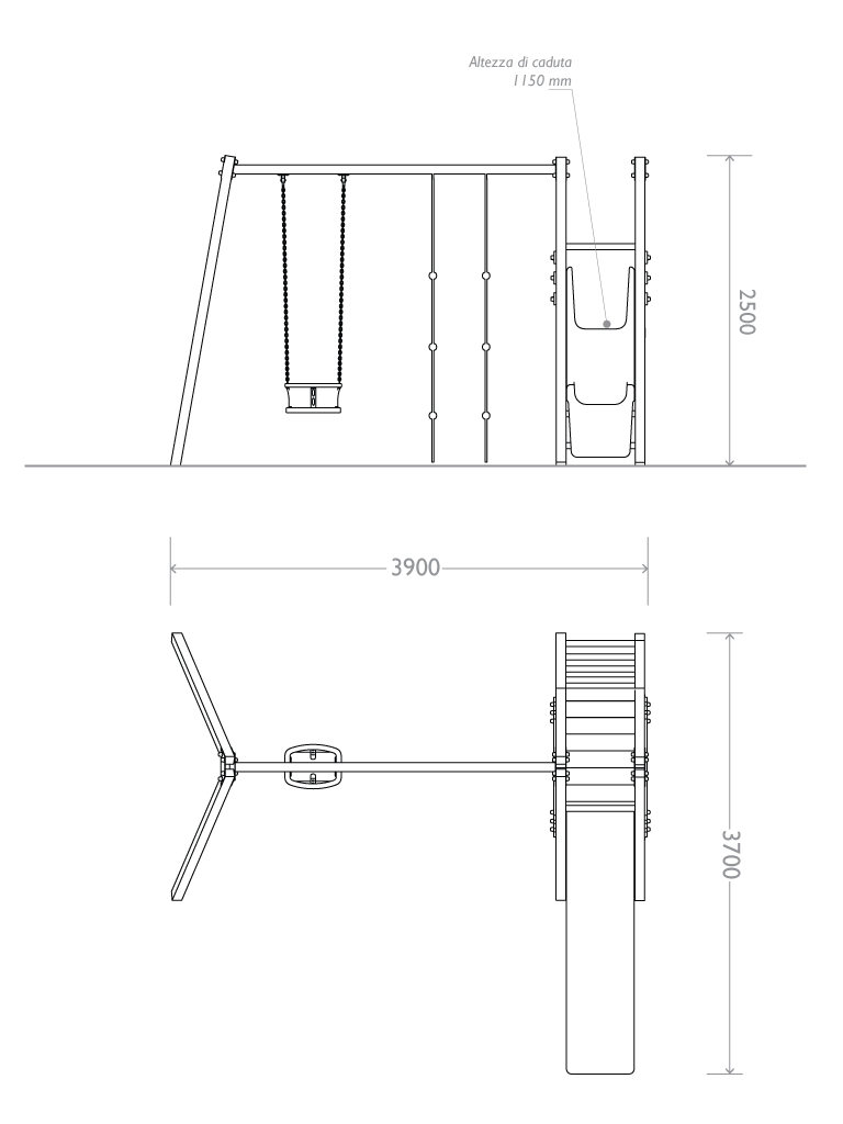 pianta prospetto baby castello altalena strongplast cod 7030