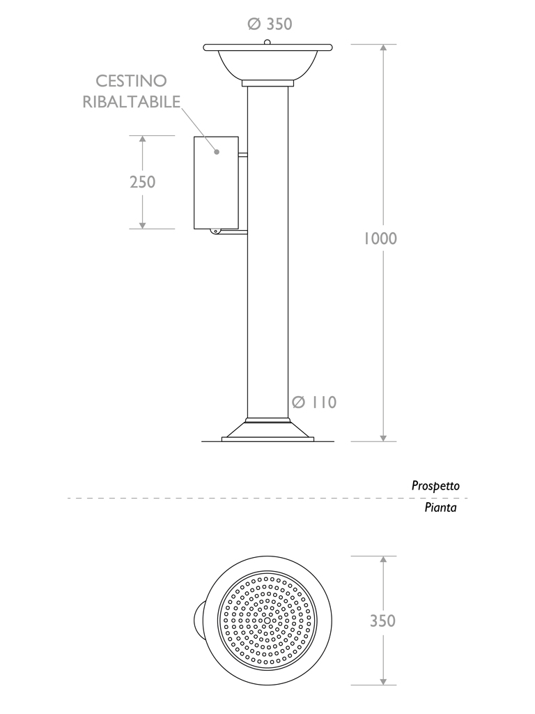 Misure Posacenere Classic