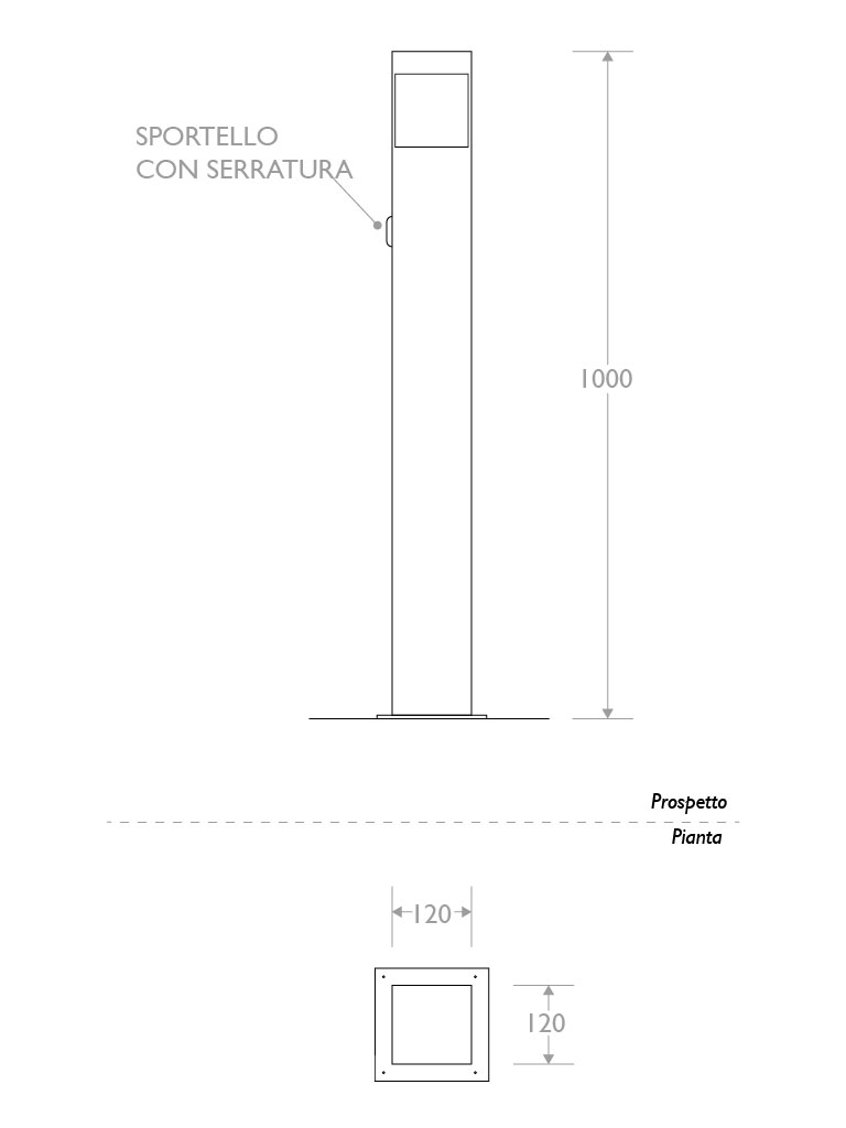 Misure Posacenere monolitico