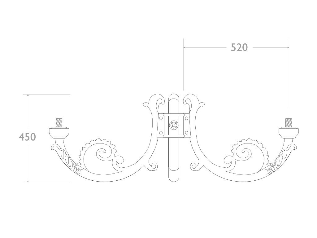Cima tripla in ghisa e alluminio Prassitele - dimensioni