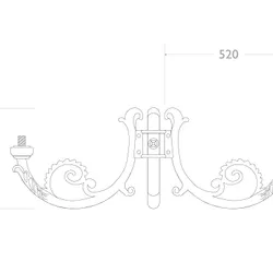 Cima tripla in ghisa e alluminio Prassitele - dimensioni