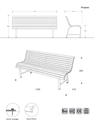 Panchina MILANO con listoni in strongplast dimensioni