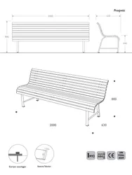 Panchina MILANO con listoni in acciaio nero misure