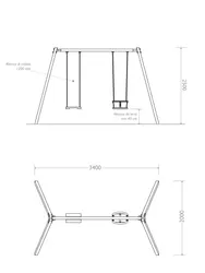 Balanço de dois lugares mistos com estrutura em STRONGPLAST - Medidas