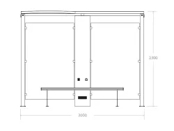 prospetto frontale pensilina attesa bus con fotovoltaico arredo urbano acciaio 3mt