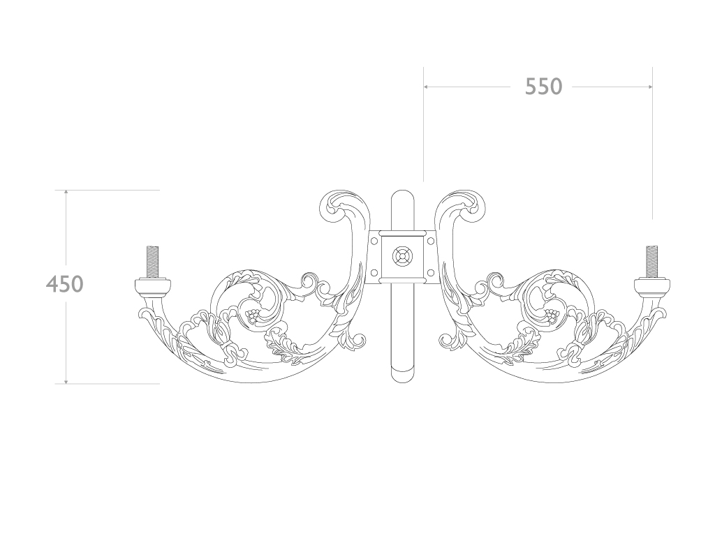 Cima Tripla Skopas in ghisa o alluminio - misure