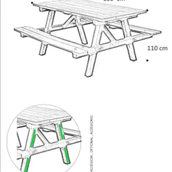 Tablero con bancos incorporado fabricado en plastico reciclado dimensiones