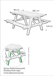 Tavolo picnic in plastica riciclata dimensioni