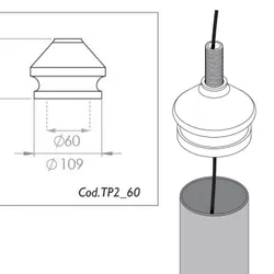 Testa palo per pali in acciaio per attacco lanterna a portata montaggio